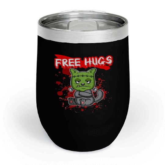 Free Hugs Halloween Sarcasm Scary Creepy Costume Chill Wine Tumblers