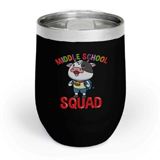 Cow Back To School Middle School Squad Chill Wine Tumblers