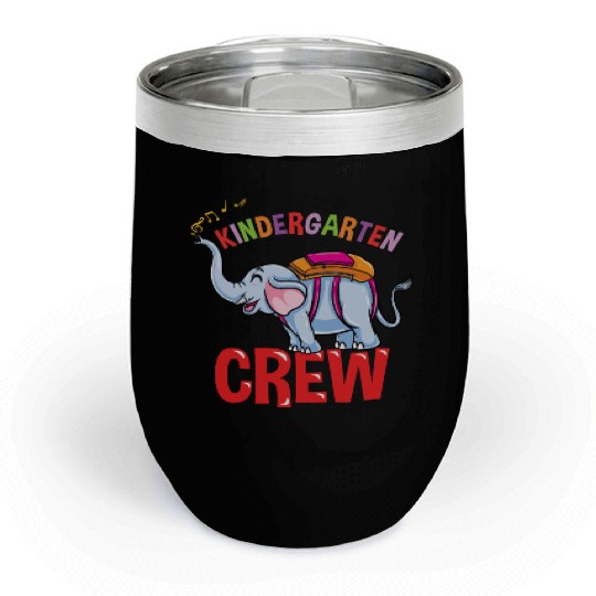 Back To School Elephant Kindergarten Crew Chill Wine Tumblers