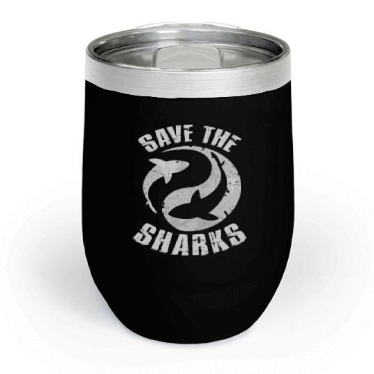 Save The Sharks Protect Ocean Scuba Diving Apnea D Chill Wine Tumblers