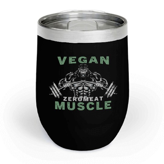 Vegan Muscle 0% Meat 100% Muscle Vegetarian Fit Chill Wine Tumblers