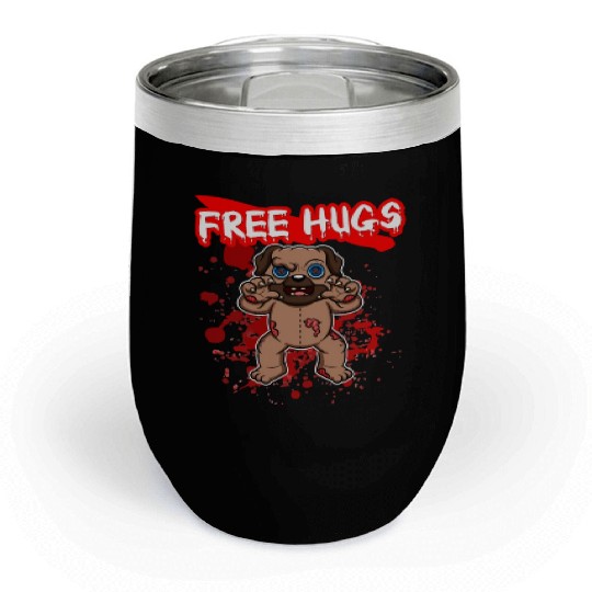 Free Hugs Halloween Sarcasm Scary Creepy Costume Chill Wine Tumblers