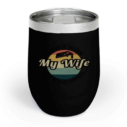 Cornhole Bean Bag Toss Lawn Game Husband Wife Chill Wine Tumblers