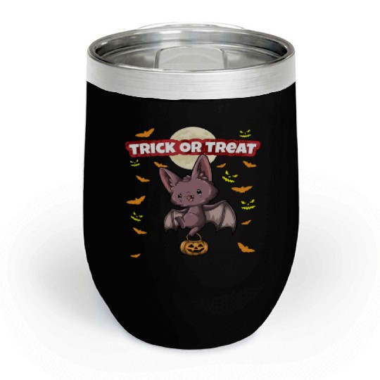 Trick Or Treat Scary Creepy Halloween Monster Chill Wine Tumblers