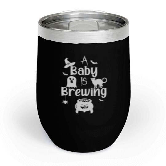 A Baby Is Brewing Maternity Halloween Women Funny Chill Wine Tumblers