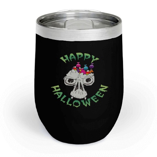 Candy Skull Happy Halloween Cartoon Chill Wine Tumblers