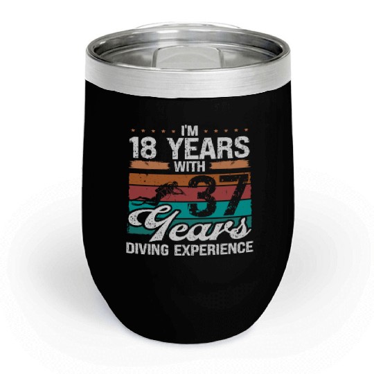 55 Birthday Idea Scuba Diving 55 Year Old Diver Chill Wine Tumblers