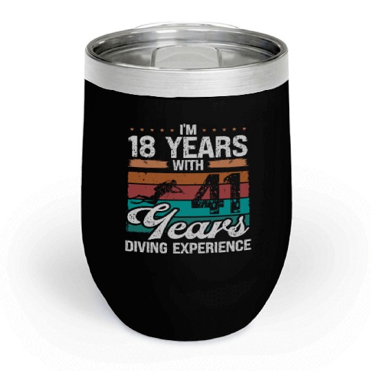 59 Birthday Idea Scuba Diving 59 Year Old Diver Chill Wine Tumblers