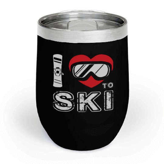 I Love To Ski Winter Sport Snowboarding Skiing Chill Wine Tumblers