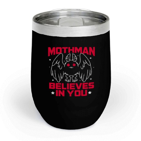 Funny Cryptid Gothic Mothman Believes In You Chill Wine Tumblers