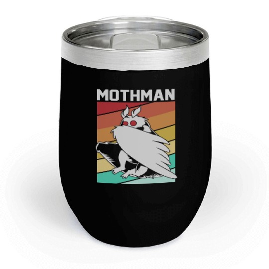 Retro Mothman Cryptid 80s Vintage Mothman Chill Wine Tumblers