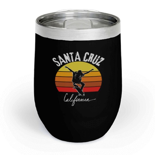 Old School Skater Santa Cruz California Chill Wine Tumblers