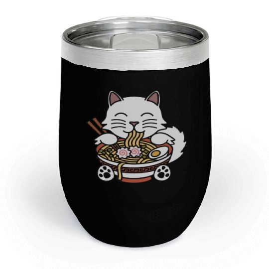 Persian Cat Ramen Noodles Chill Wine Tumblers