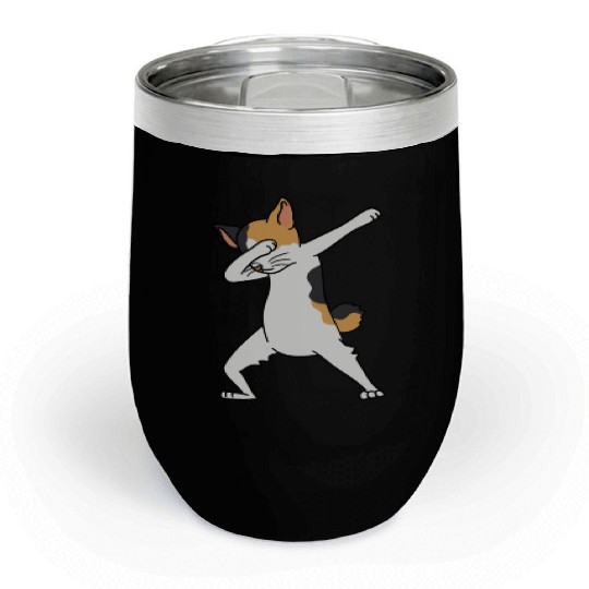 Dabbing Japanese Bobtail Cat Dab Dance Chill Wine Tumblers
