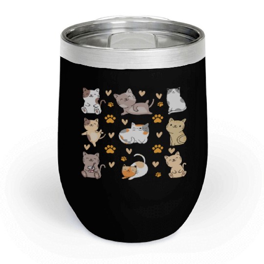 Cats Cute Cat Lover Cat Owner Many Cats I Cute Cat Chill Wine Tumblers