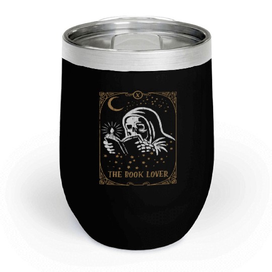 Skeleton Book Tarot Card Occult Club Gothic Chill Wine Tumblers