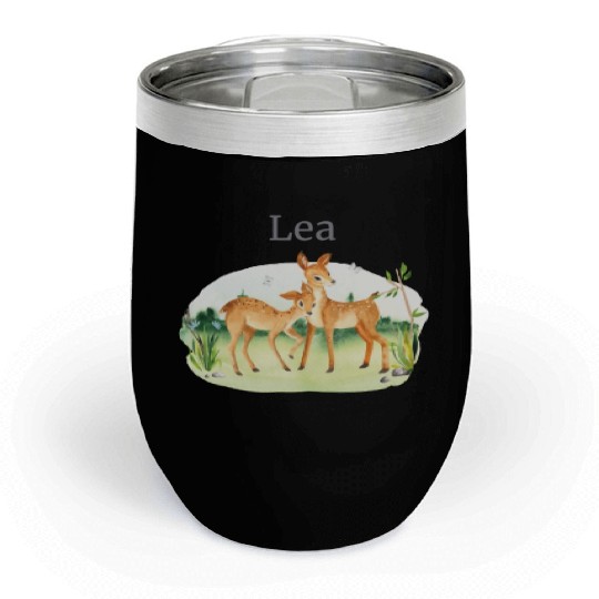 Forest Animal Deer Flowers Name Lea Chill Wine Tumblers