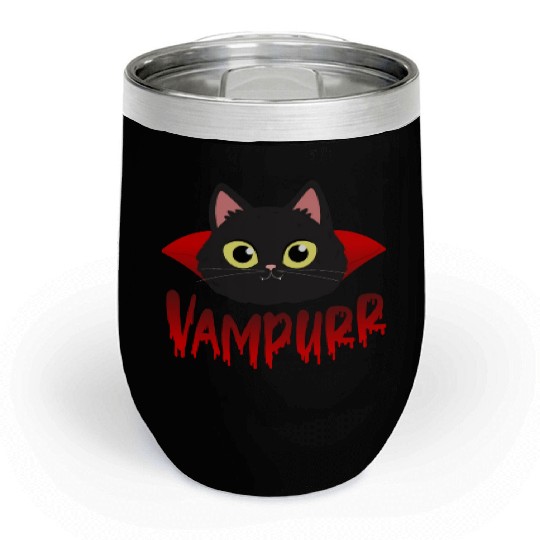 Vampurr | Cat Lover Gift | Halloween Gift | Cat Chill Wine Tumblers