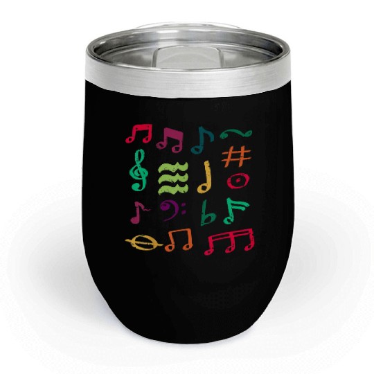 Colorful Musical Notes Symbol Music Teacher Chill Wine Tumblers