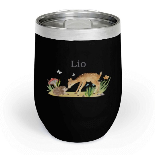 Forest Animal Deer Hedgehog Flowers Name Lio Chill Wine Tumblers