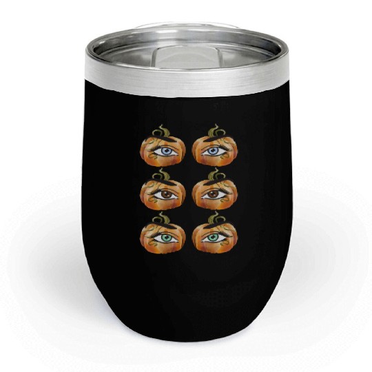 Pumpkin Eyes Realistic Blue Brown and Green Eyes Chill Wine Tumblers