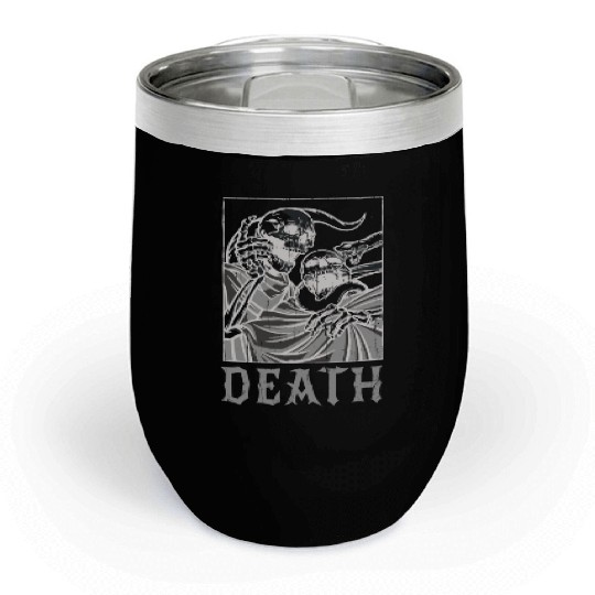 Skeleton Bones Tarot Card Occult Death Gothic Chill Wine Tumblers