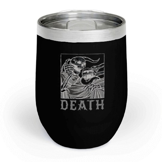 Skeleton Bones Tarot Card Occult Death Gothic Chill Wine Tumblers