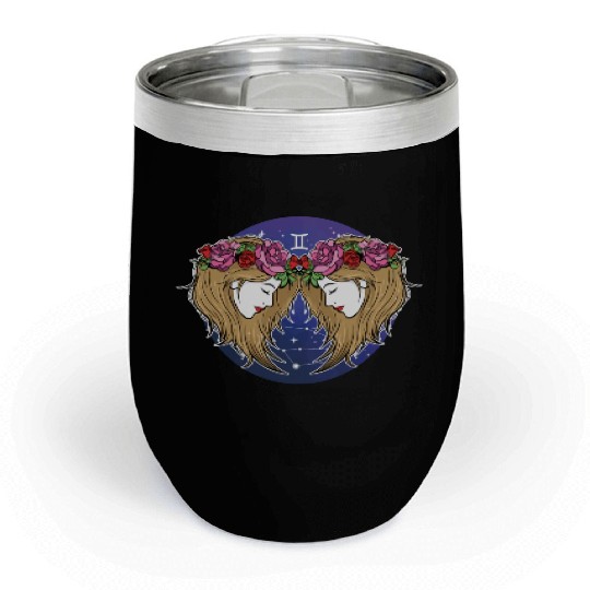 Gemini Zodiac Sign Illustration Art Chill Wine Tumblers