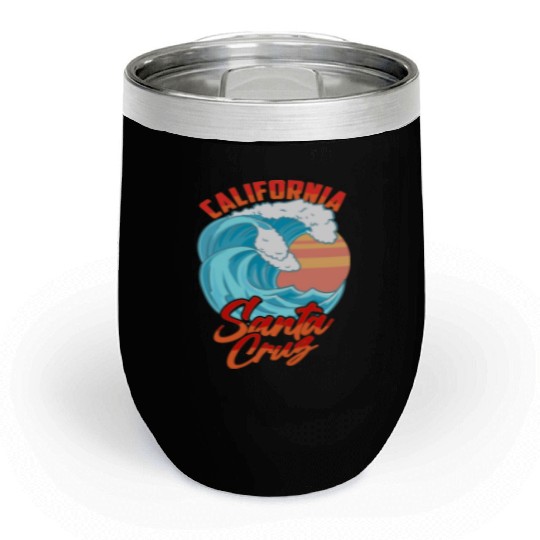 Santa Cruz California Waves Surf Beach Chill Wine Tumblers