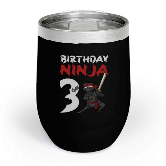 Birthday Party 3 Years Old Japanese Ninja Birthday Chill Wine Tumblers