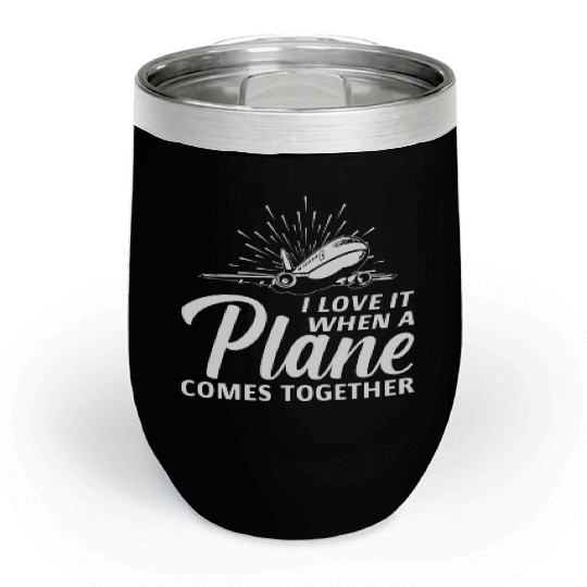 Airline Pilot Plane Comes Together Aircraft Pun Chill Wine Tumblers
