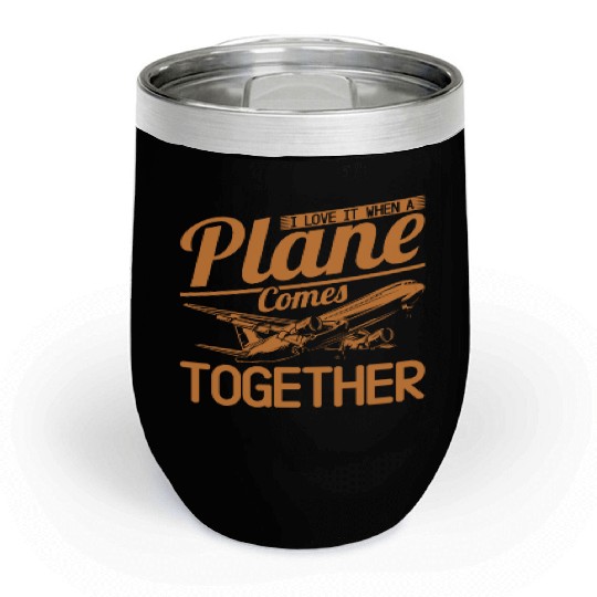 Airline Pilot Plane Comes Together Aircraft Pun Chill Wine Tumblers