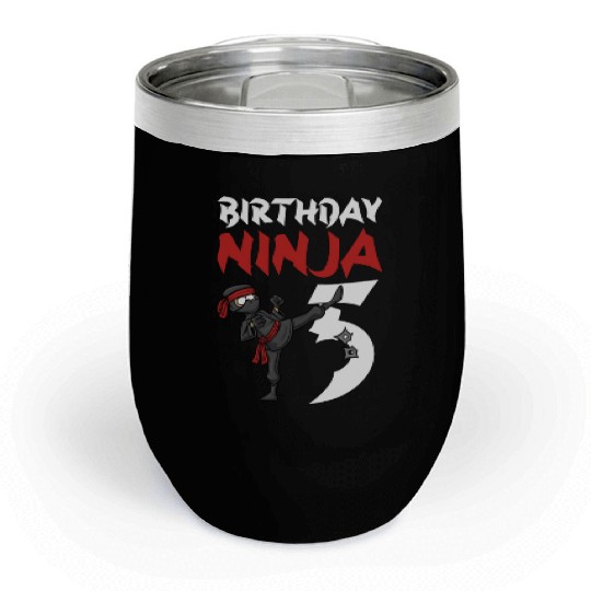 Birthday Party 5 Years Old Japanese Ninja Birthday Chill Wine Tumblers