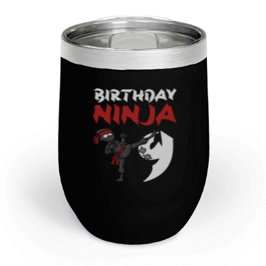 Birthday Party 9 Years Old Japanese Ninja Birthday Chill Wine Tumblers