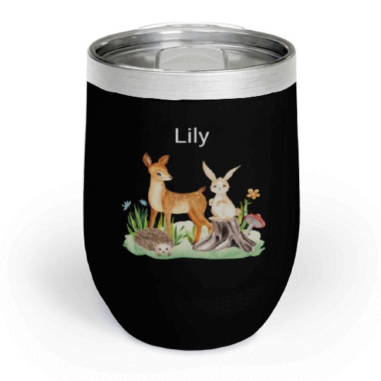 Animal deer rabbit hedgehog Lily Chill Wine Tumblers