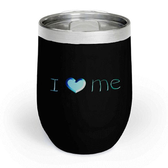 i love me lettering blue Chill Wine Tumblers