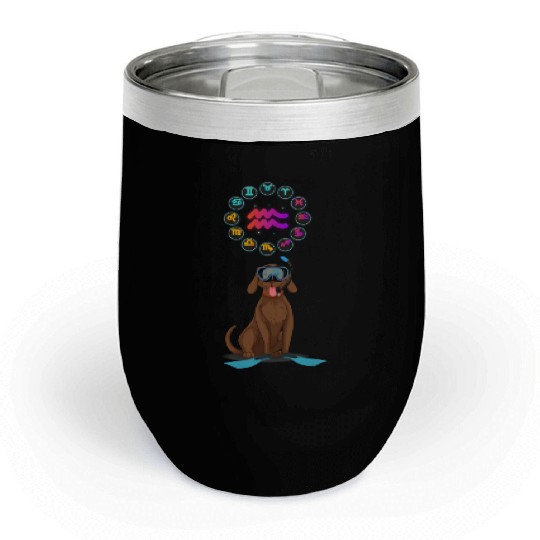 Funny Dog Lover Horoscope Aquarius Zodiac Sign Pun Chill Wine Tumblers