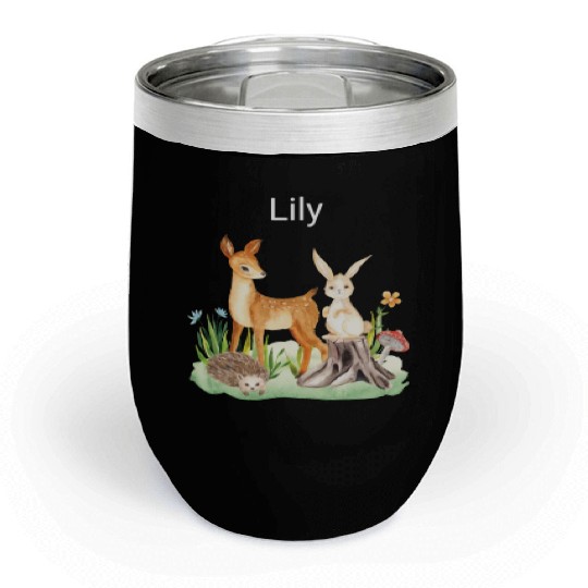 Animal deer rabbit hedgehog Lily Chill Wine Tumblers