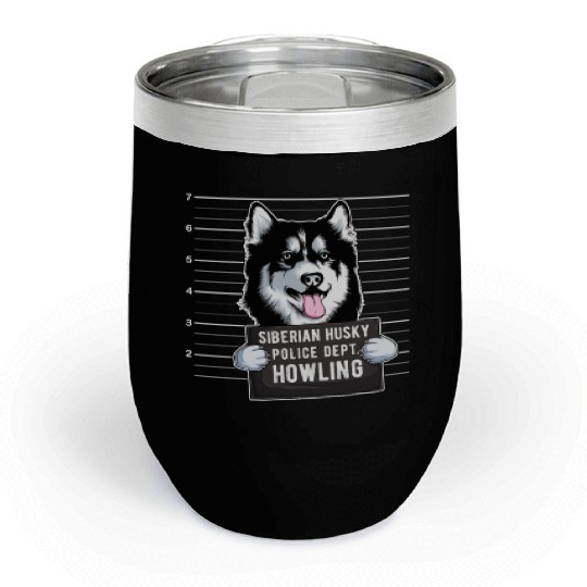 Husky Mugshot Dog Lover Chill Wine Tumblers
