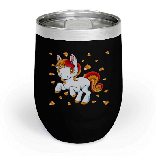 Halloween Unicorn Pony Candy Corn Halloween Chill Wine Tumblers