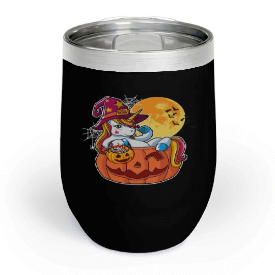 Halloween Unicorn Pony Trick Or Treat Halloween Chill Wine Tumblers