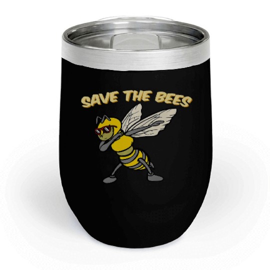 Save The Bees Chill Wine Tumblers Dabbing Bumblebee Bee Earth Pl