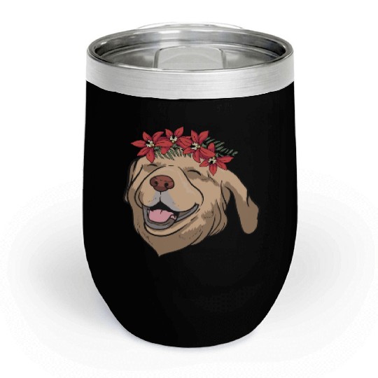 Dog Labrador Flower Chill Wine Tumblers
