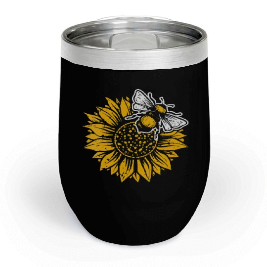 Womens Bumblebee Sunflower Springtime Save The Bee Chill Wine Tumblers