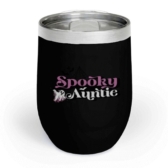 Cute Spooky Auntie Halloween Aunt Chill Wine Tumblers