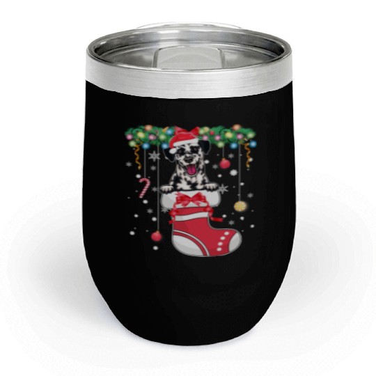 Dalmatian Dog Lover Christmas - Dog Christmas Stoc Chill Wine Tumblers