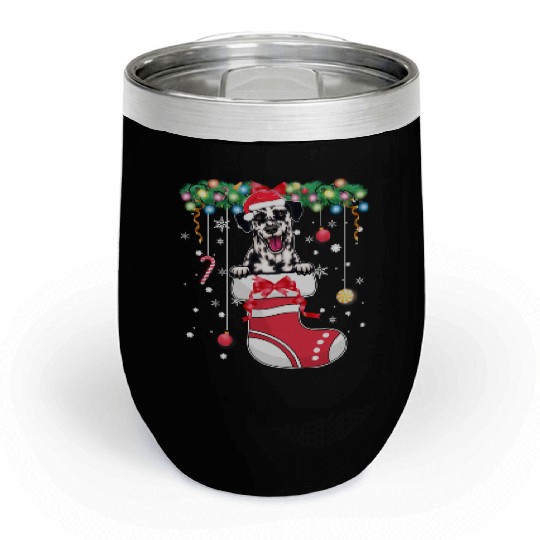 Dalmatian Dog Lover Christmas - Dog Christmas Stoc Chill Wine Tumblers