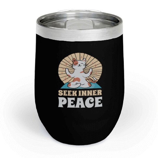 Serenity Cat Yoga Cat Owner Meditation Yoga Fan Chill Wine Tumblers