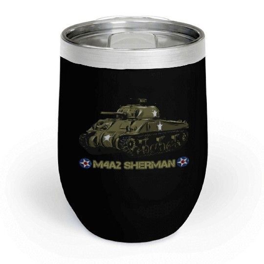 World War 2 American Tank M4A2 Sherman Chill Wine Tumblers