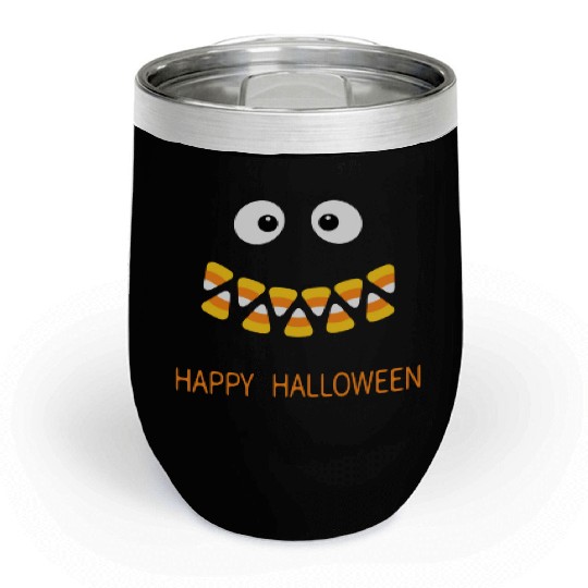 Cute Candy Corn Face For Halloween Costume Chill Wine Tumblers